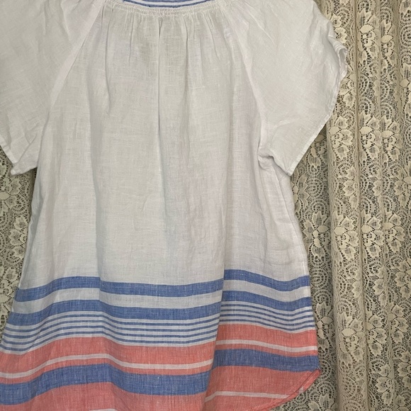 Talbots White Short Sleeve Relaxed Blouse - Picture 4 of 6